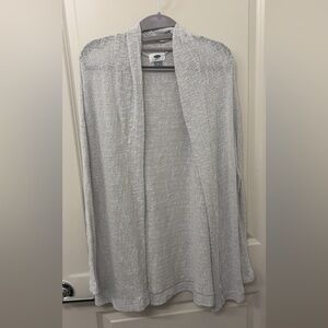 Light Gray Open-Front Knit Cardigan